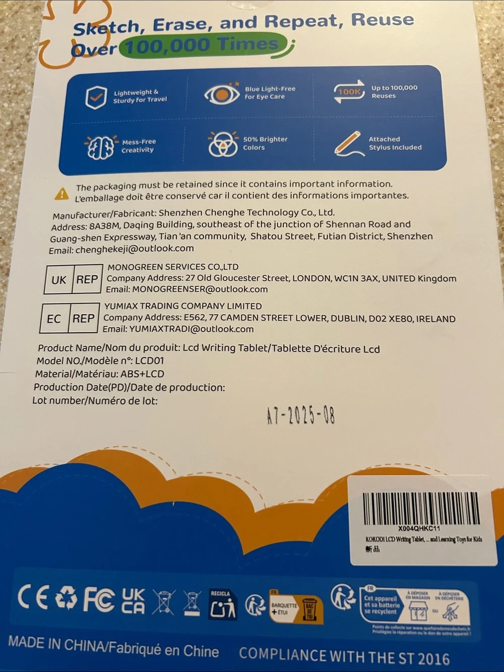 Kokodi Kids' LCD Writing Tablet - Blue